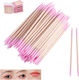 Сет 100 Розови Дървени Памучни Sticks Microbrushes Двустранни