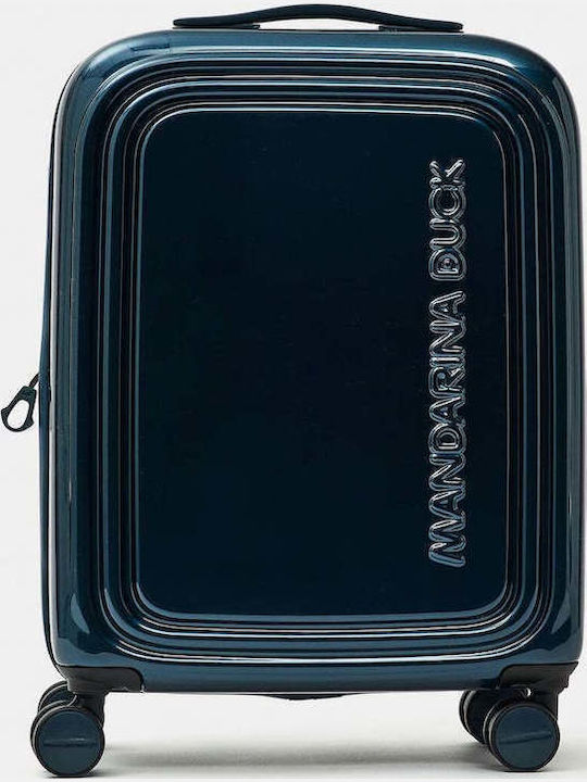 Mandarina Duck Logoduck Cabin Hard Suitcase Blue Metallic with 4 Wheels Height 55cm