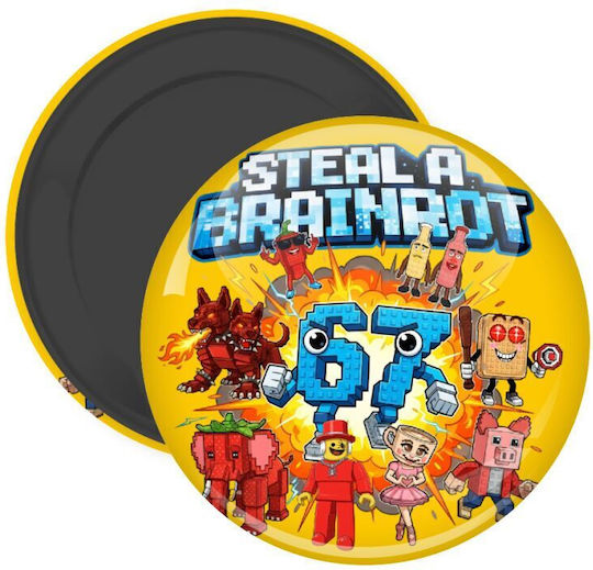 Steal A Brainrot 67 Roblox Style Magnet Decorative Rotund Pentru Frigider Dimensiunea 5cm
