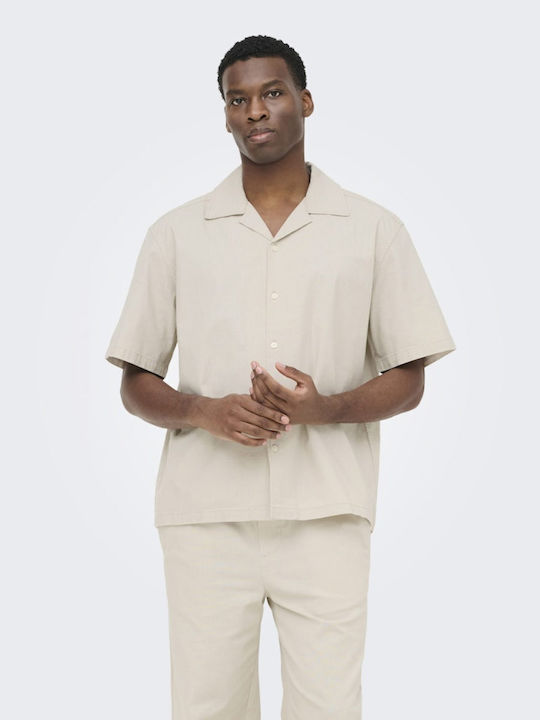 Short Sleeve Shirt in Regular Fit Ecru