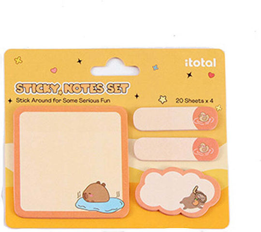 I Total Χαρτάκια Sticky Memos Capybara Κίτρινο 4 Τμχ