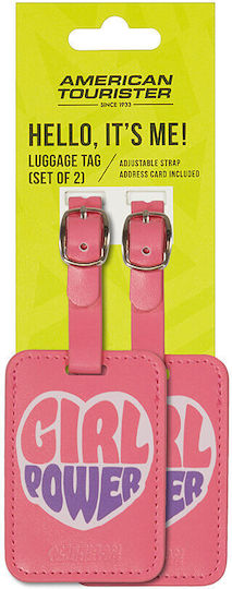 American Tourister Luggage Label Pink 2 Pieces