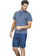 Enrico Coveri Sommer Herrenpyjama Blau-jeans
