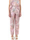 Women's High Rise Fabric Trousers Green Pink Gold