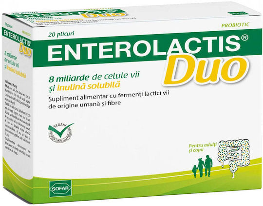 Sofar Enterolactis Duo Nahrungsergänzung mit Probiotika & Präbiotika 20 Umschläge Natürlich