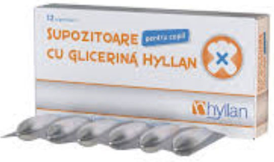Hyllan Pharma Supozitoare cu Glicerină pentru Constipație Potrivite pentru Copii 12 Bucăți