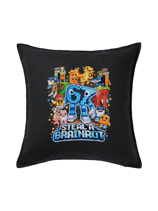 Koupakoupa Sofa Cushion Steal A Brainrot Six Seven 100% Cotton Black 50x50cm