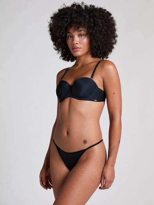 Kaiden Hohe Taille Damen-Slip Brasil mit Spitze Schwarz
