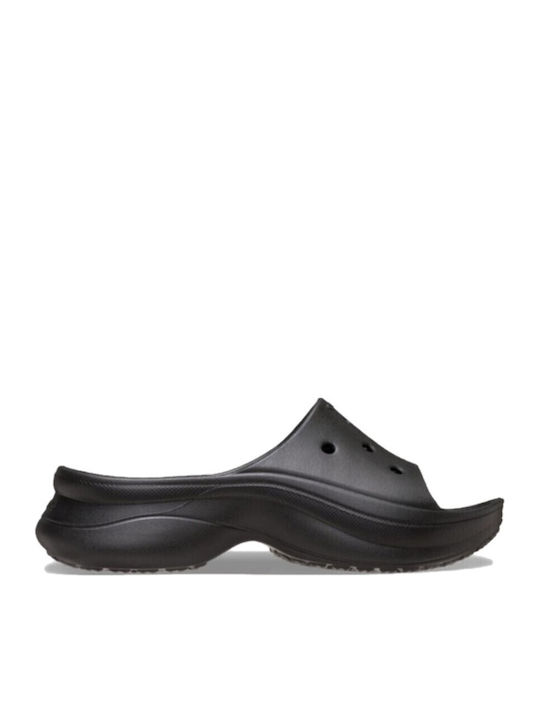 Crocs Classic Slides με Πλατφόρμα σε Μαύρο Χρώμα