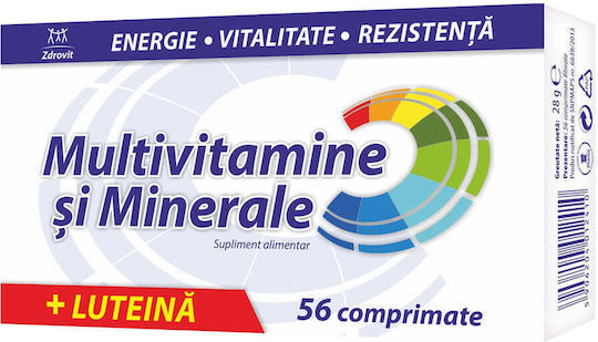 Zdrovit Multivitamine și Minerale + Luteină Polivitamină pentru Piele 56 Comprimate