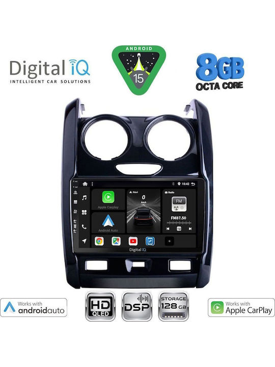 Digital IQ Car Audio System for Dacia Duster 2012-2019 Bluetooth USB WiFi GPS Apple CarPlay Android Auto with 9" Touch Screen