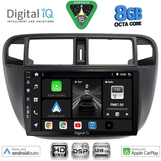 Digital IQ Car Audio System for Honda Civic 1995-2001 with A/C Bluetooth USB WiFi GPS Apple CarPlay Android Auto with 9" Touch Screen