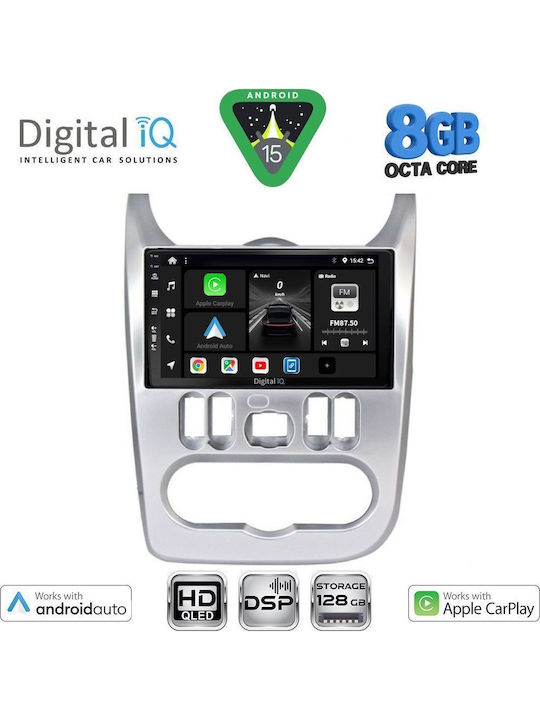 Digital IQ Car Audio System for Renault Logan Dacia Duster Logan Sandero 2006-2012 Bluetooth USB WiFi GPS Apple CarPlay Android Auto with 9" Touch Screen