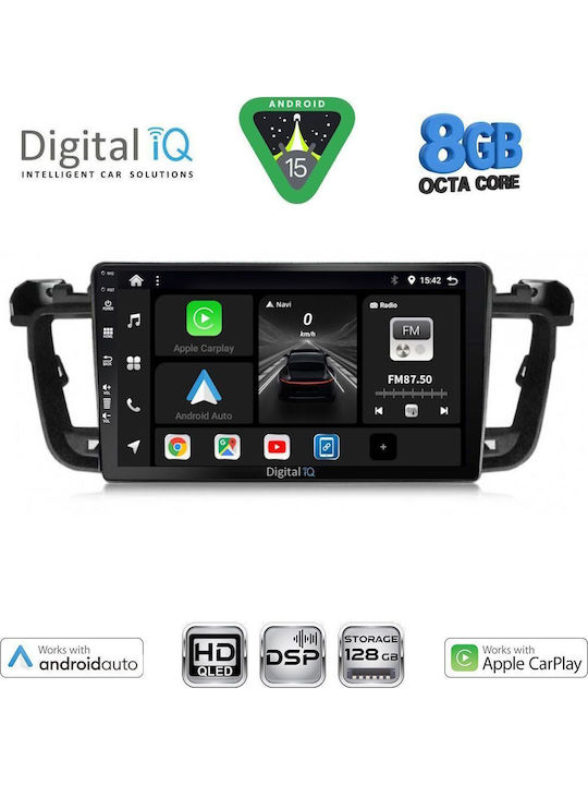 Digital IQ Car Audio System for Peugeot 508 2010-2016 (Bluetooth/USB/WiFi/GPS/Apple CarPlay/Android Auto) with 9" Touch Screen