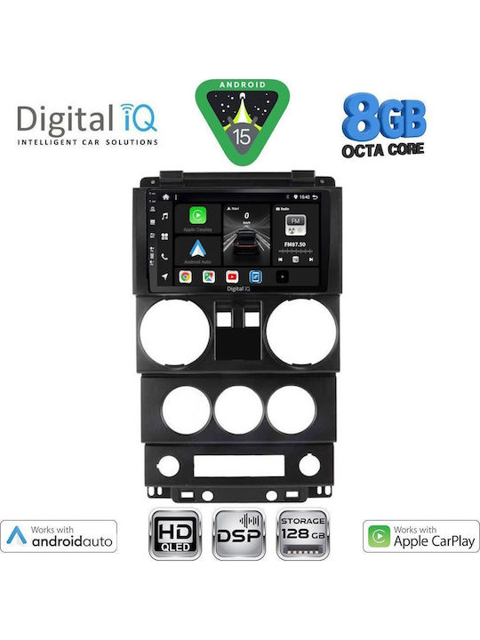 Digital IQ Car Audio System for Jeep Wrangler 2006-2011 Bluetooth USB WiFi GPS Apple CarPlay Android Auto with 9" Touch Screen