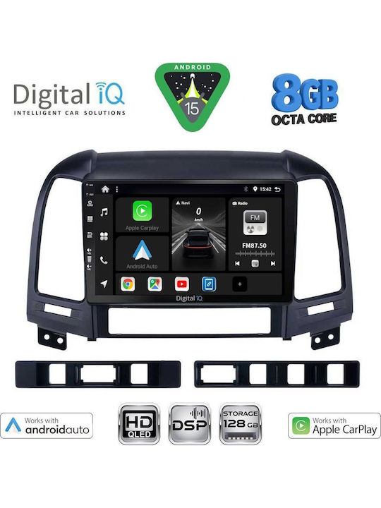 Digital IQ Car Audio System for Hyundai Santa Fe 2005-2013 Bluetooth USB WiFi GPS Apple CarPlay Android Auto with 9" Touch Screen