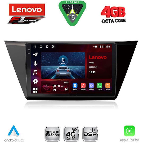 Lenovo Car Audio System for Volkswagen Touran 2016 (Bluetooth/USB/WiFi/GPS/Apple CarPlay/Android Auto) with 10" Touch Screen