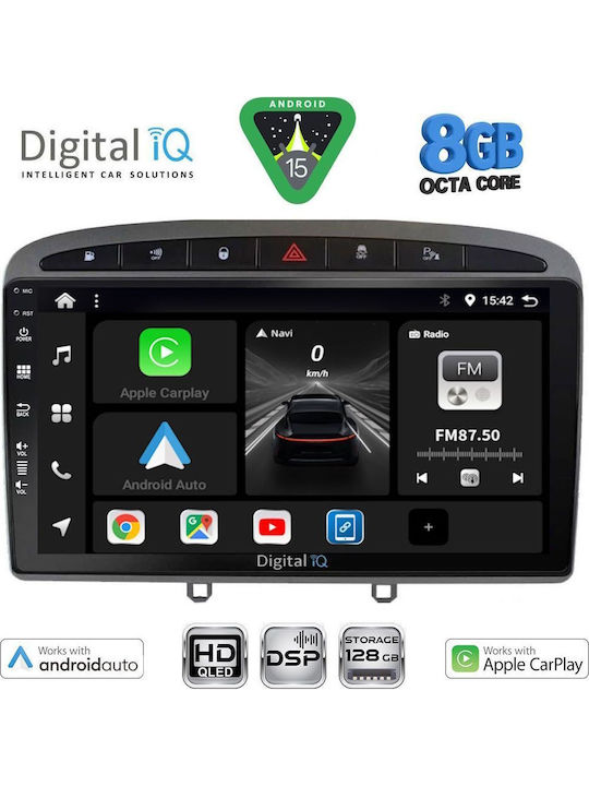 Digital IQ Car Audio System for Peugeot 308 / RCZ 2009-2015 (Bluetooth/USB/WiFi/GPS/Apple CarPlay/Android Auto) with 9" Touch Screen
