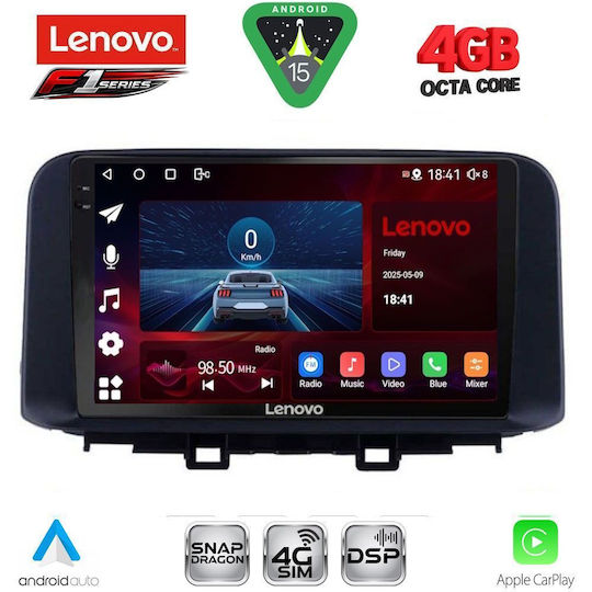 Lenovo Car Audio System for Hyundai Kona 2017-2023 (Bluetooth/USB/WiFi/GPS/Apple CarPlay/Android Auto) with 10" Touch Screen