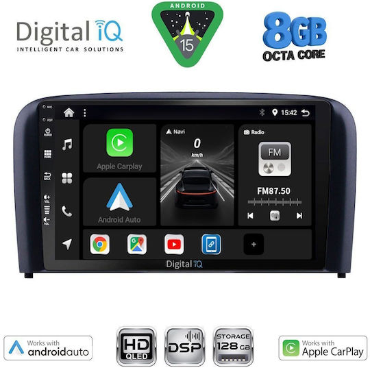 Digital IQ Car Audio System for Volvo S80 1998-2006 (Bluetooth/USB/WiFi/GPS/Apple CarPlay/Android Auto) with 9" Touch Screen