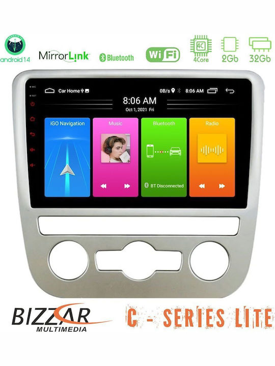 Bizzar Auto-Audiosystem für Volkswagen Scirocco 2008 – 2014 mit A/C (Bluetooth/USB/AUX/Eingebautes Wi-Fi / 3G/GPS/Android Auto) mit Touchscreen 9"