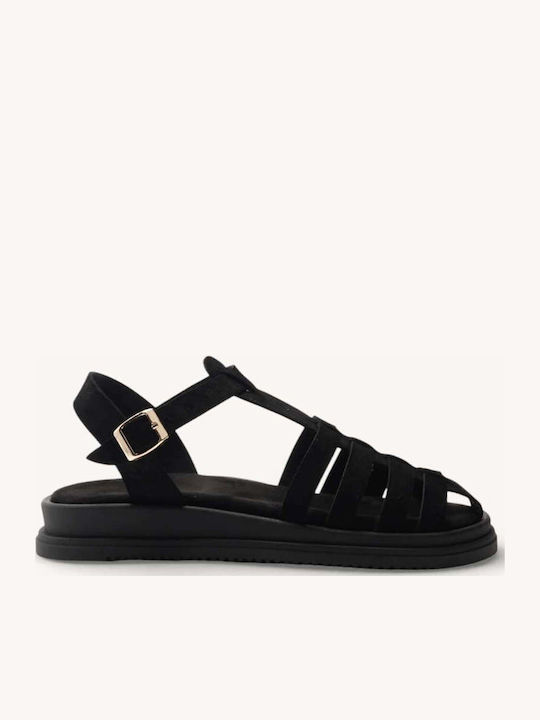 Flatforme Gladiator Din Piele Neagră Cu Partea ...