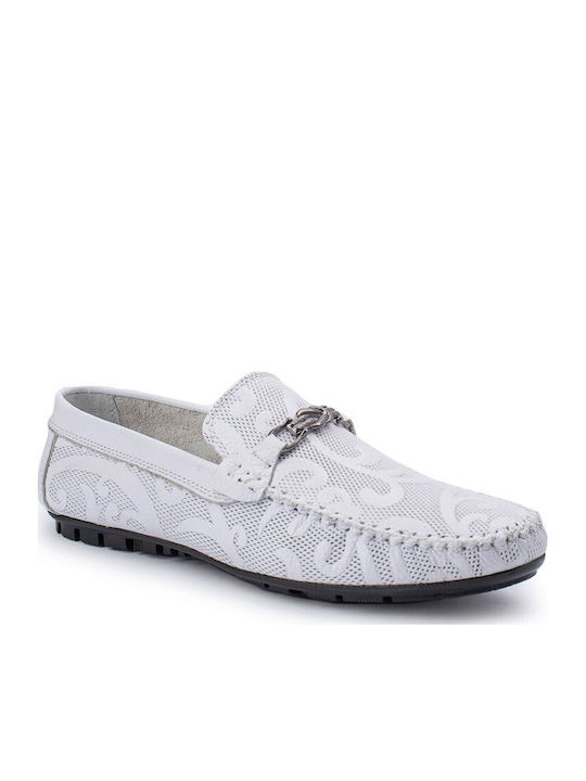 Leather Men's Moccasins in White Colour