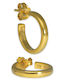 Earrings Gold Plated Silver 925 Hoops Black Handcrafted