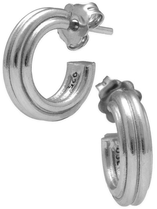 Earrings Small Textured Hoop Handcrafted Silver...