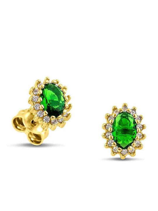 Themelidis Jewels Σκουλαρίκια από Ασήμι Επιχρυσωμένα με Πέτρες Πράσινα