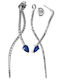 Earrings Jackets Snake Zircon Blue Stone Handmade Silver 925