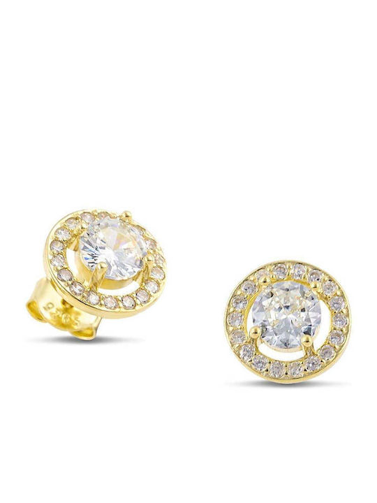Themelidis Jewels Stud Silver Gold Plated Earrings with Stones
