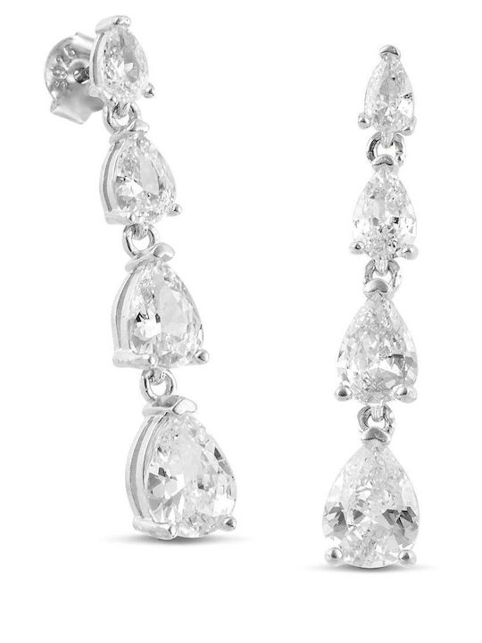 Themelidis Jewels Silver Dangle Earrings with Stones