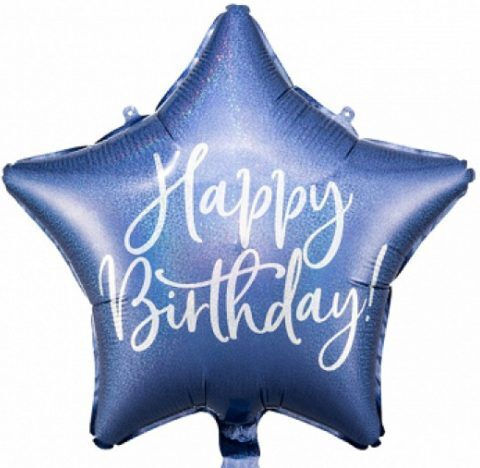 Μπαλόνι Αστέρι Foil Μπλε Happy 40εκ.