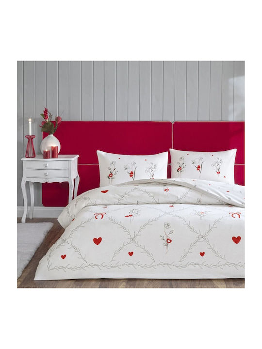 Tac Set Huse Pentru Pilote 100% Bumbac Dublu Cu 2 Fețe De Pernă Și 1 Cearceaf 200x220cm Amoura