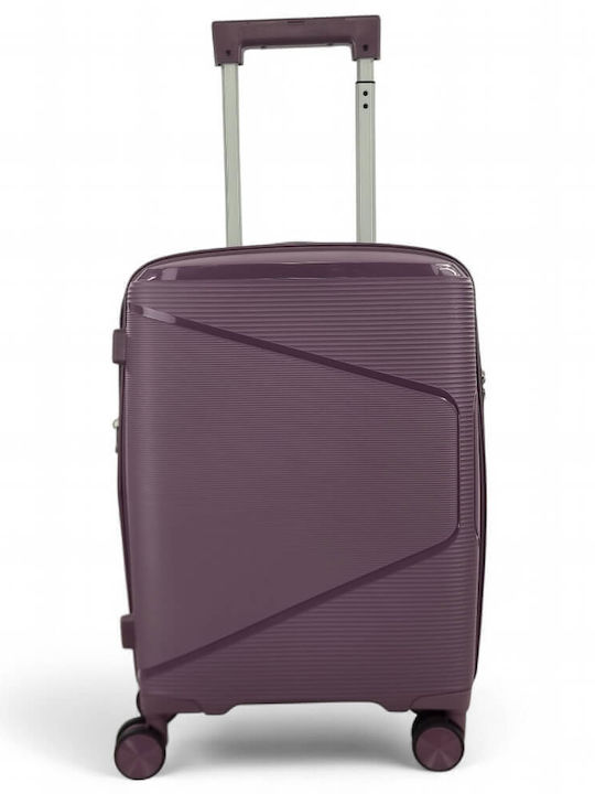 Playful Bags Cabin Hard Purple Suitcase with 4 Wheels Height 55cm