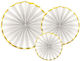 Set Paper Fans White Gold Outline 3 Pieces