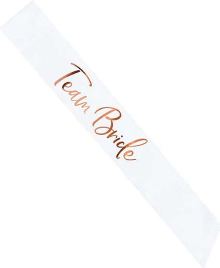 Team Bride Rosegold Γράμματα Σατέν Κορδέλα Λευκή