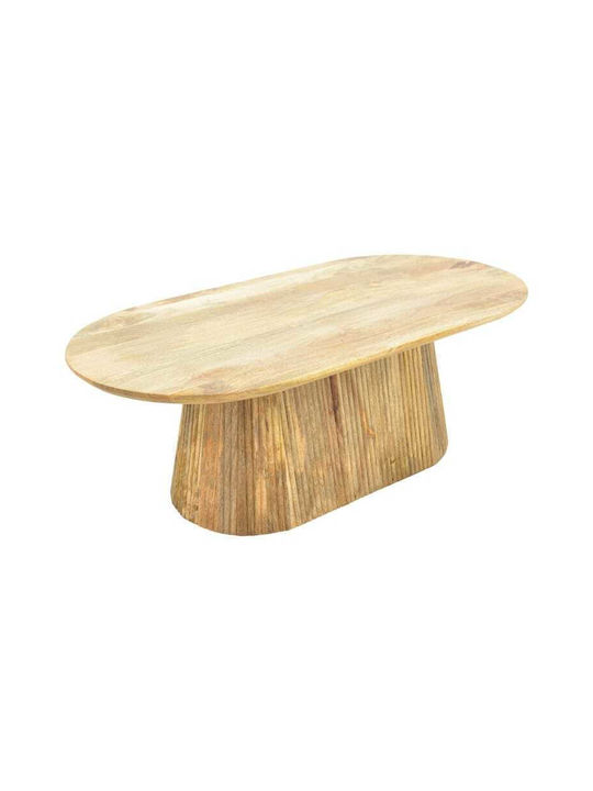 Oval Central Coffee Table Aithra Made of Solid Wood Natural Colour W120xD60xH42cm