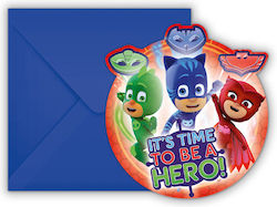 Προσκλήσεις Πάρτυ Φάκελο Pj Masks 6 Τεμ