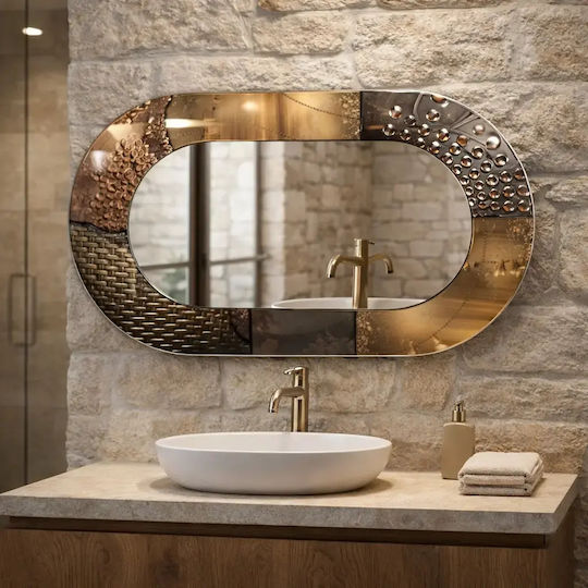 Oval Wandspiegel Mit Kupfer Glas Rahmen (55x99cm)