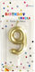Cake Candle Number 9 Gold 8cm