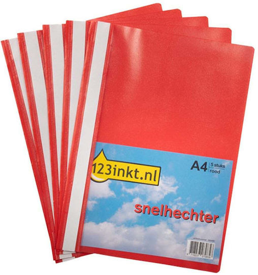 Plastic Report File 123inkt A4 Red 5 Pieces 300450
