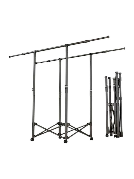 Folding Floor Clothes Drying Rack Made of Metal Black