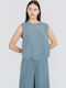 Γυναικείο Crop Top Αμάνικο Dusty Blue