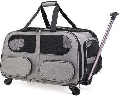 Denik Pets Trolley for Dog and Cat Transport Grey M60xW40xH35cm