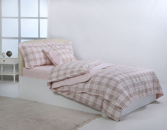Silk Fashion Κουβερλί Υπέρδιπλο Βαμβακερό Ρόζ 220x240cm