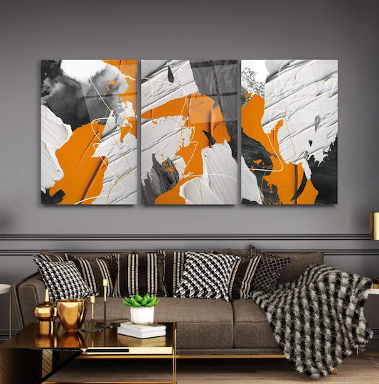 Dreifach Glas Set Bunter Abstrakter Kunst (60x90cm)