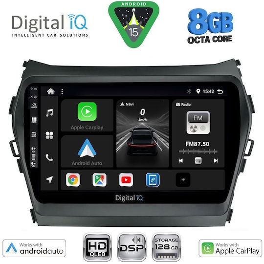 Digital IQ Car Audio System for Hyundai iX45 / Santa Fe 2013-2017 (Bluetooth/USB/WiFi/GPS/Apple CarPlay/Android Auto) with 9" Touch Screen