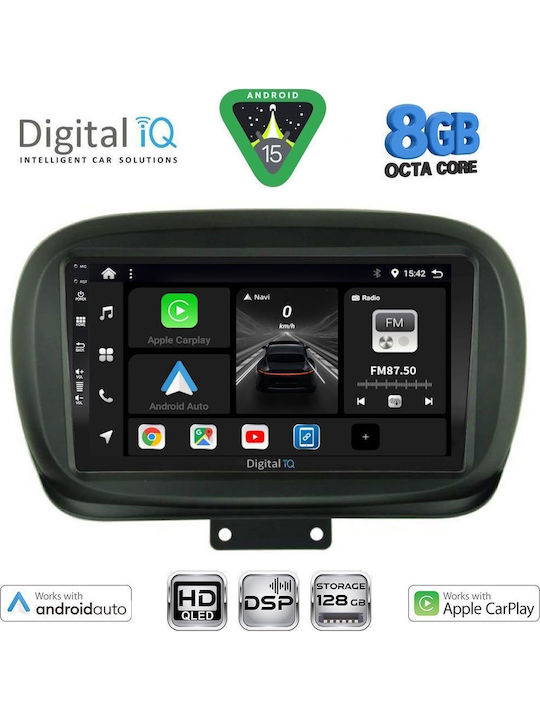 Digital IQ Car Audio System for Fiat 500X 2014-2019 Bluetooth USB Wi-Fi GPS Apple CarPlay Android Auto with 9 Inch Touch Screen DIGITAL IQ BXF 7134 CPAA